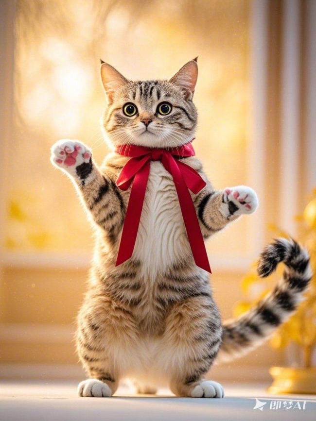 暖光中的萌猫行礼瞬间