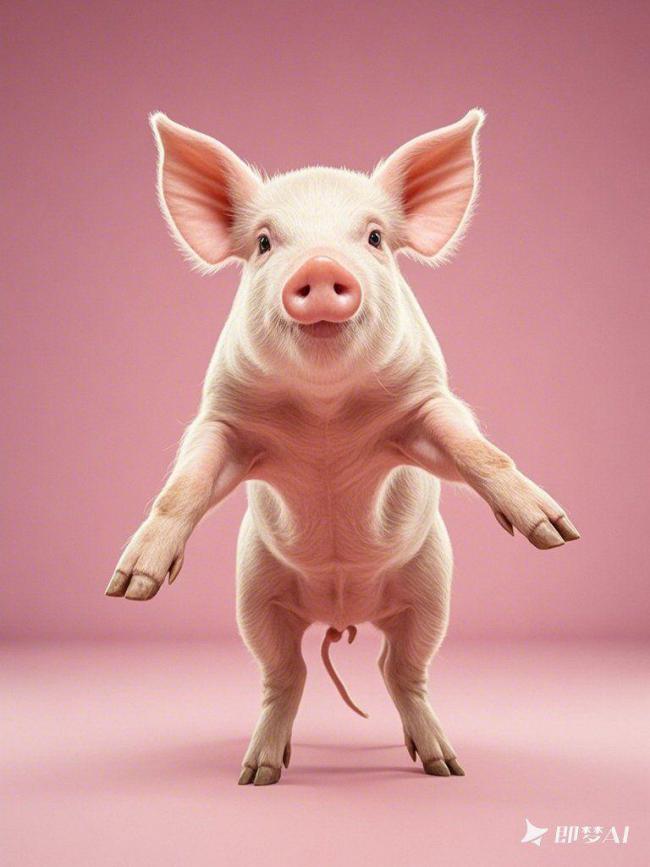 粉嫩小猪的萌趣站立瞬间