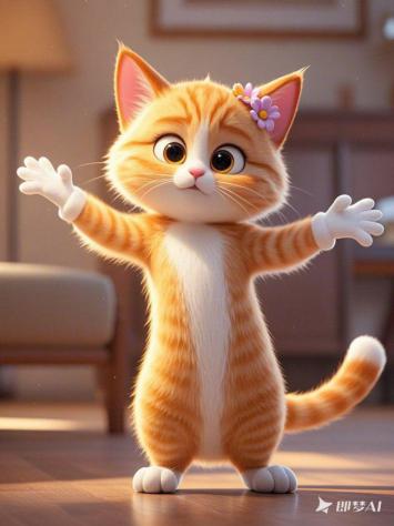 萌猫迎客：居家暖光下的可爱瞬间