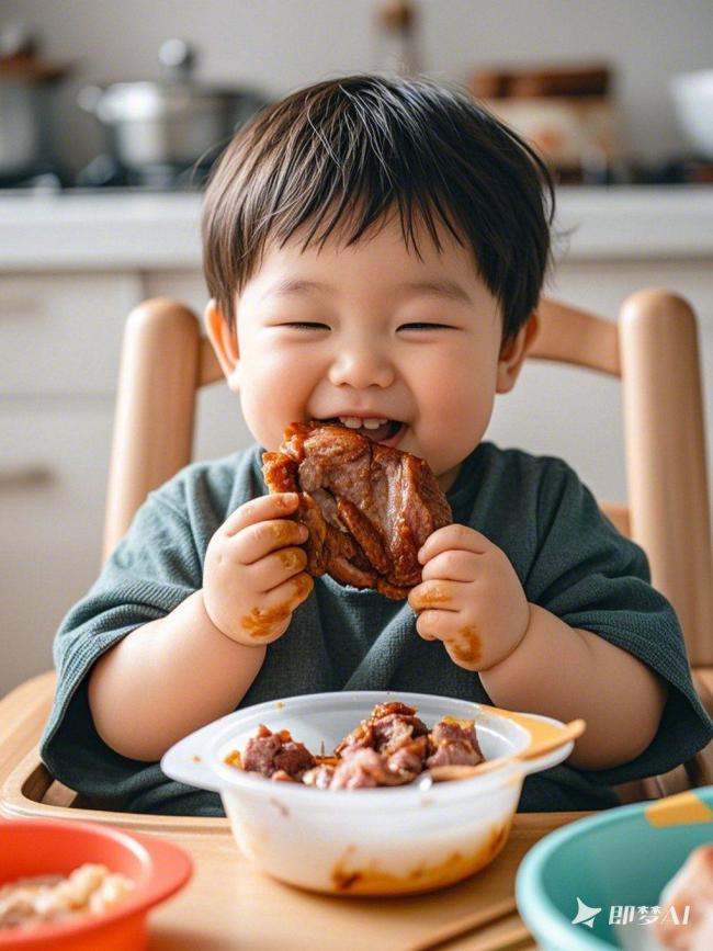 快乐幼童享美食瞬间