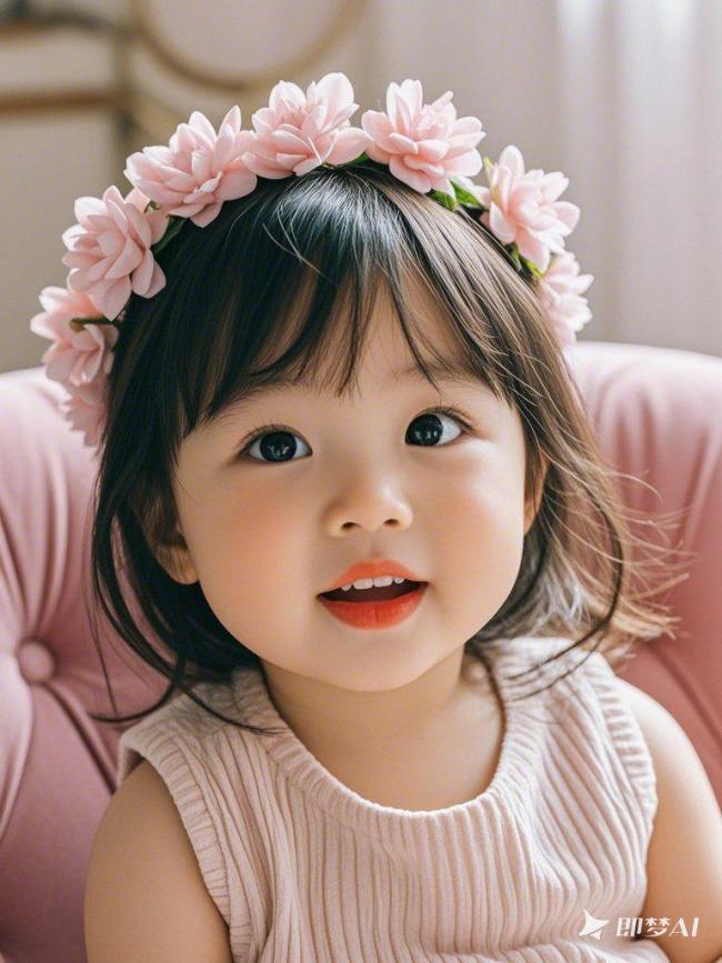 花环少女的温柔微笑