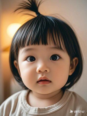 暖光下的婴儿特写肖像