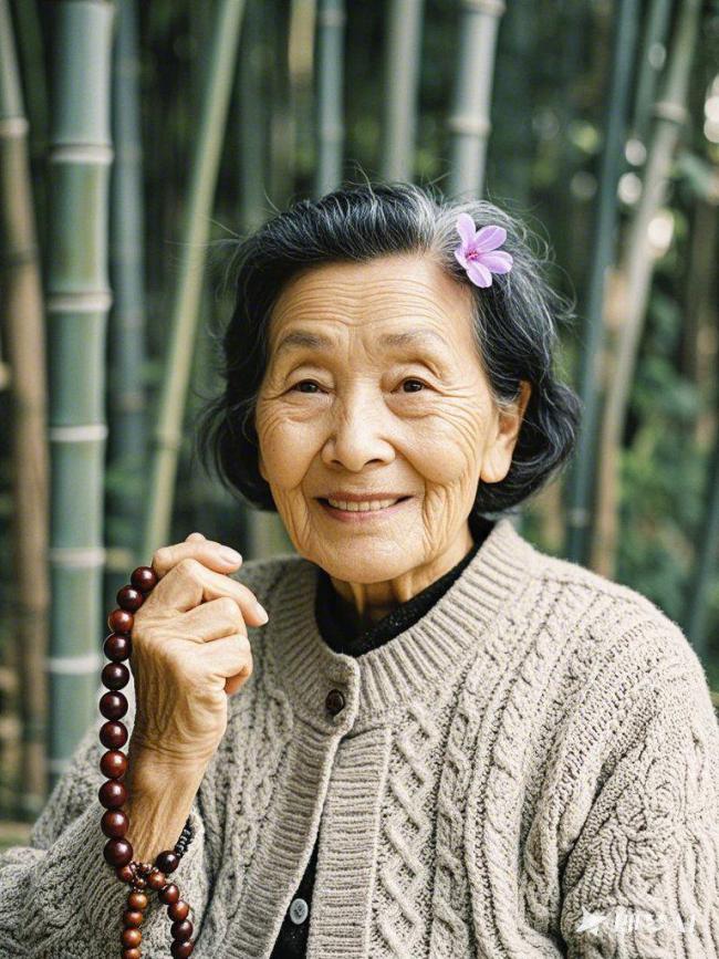竹林中的慈祥老奶奶：温柔笑容与禅意生活