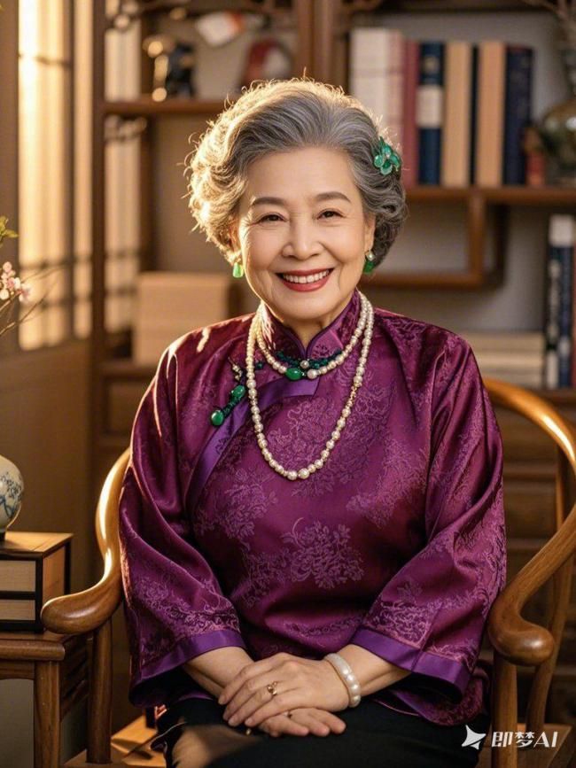 紫袍慈颜：中式书房里的优雅长者肖像