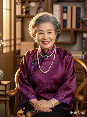 紫袍慈颜：中式书房里的优雅长者肖像