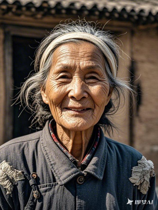 乡村老奶奶温暖笑容写真