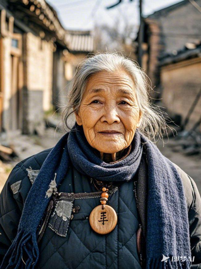 古村老妪肖像：岁月沉淀的温柔面容
