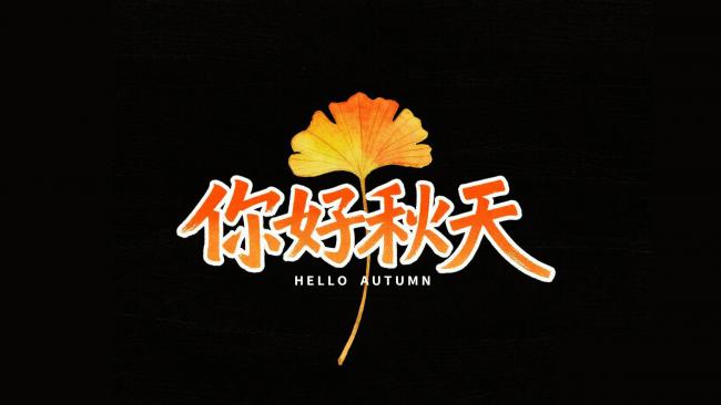 你好秋天·银杏叶艺术字设计