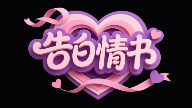 粉色心形告白情书3D艺术字