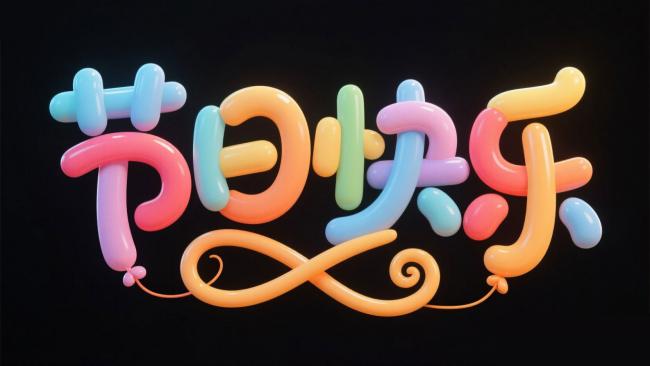 彩色气球字体“节日快乐”3D艺术设计