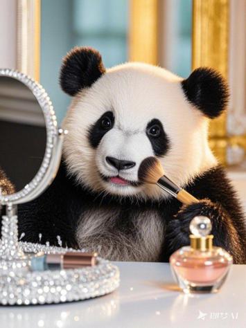 熊猫化妆奇遇记：奢华镜前的萌系童话