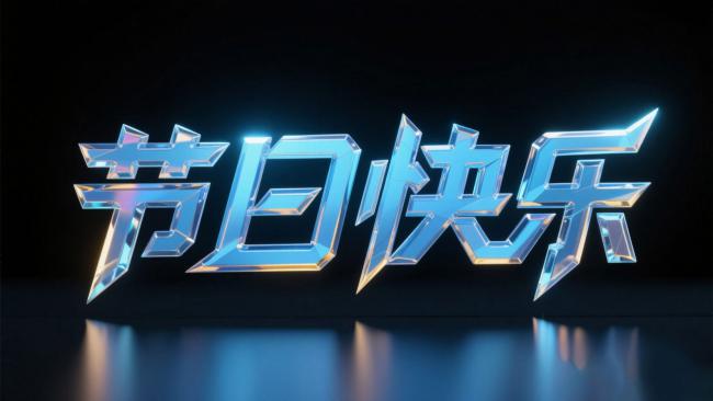 赛博朋克风节日祝福艺术字