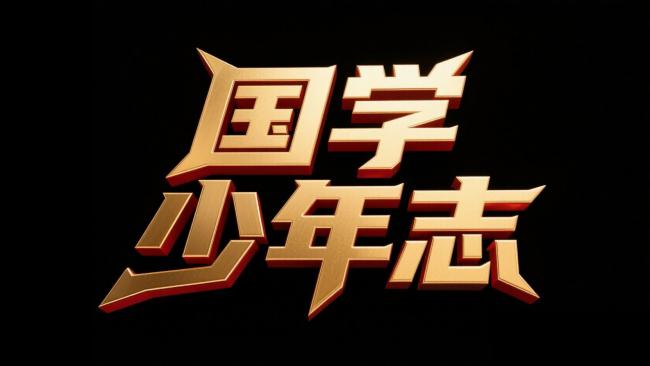 国学少年志金色立体标志设计