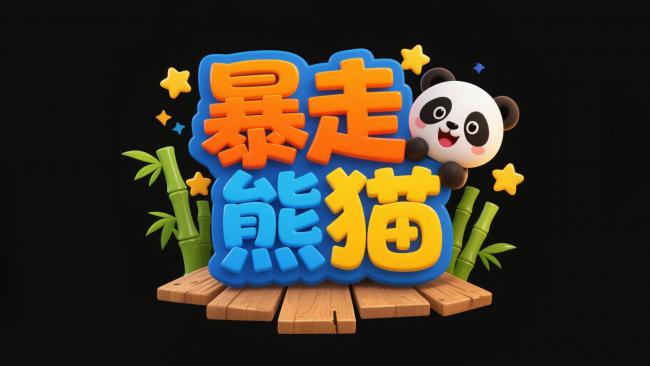 暴走熊猫3D卡通品牌标志设计