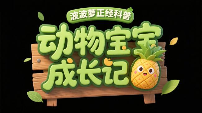 动物宝宝成长记卡通标题设计