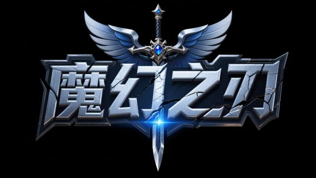魔幻之刃游戏标志3D渲染图