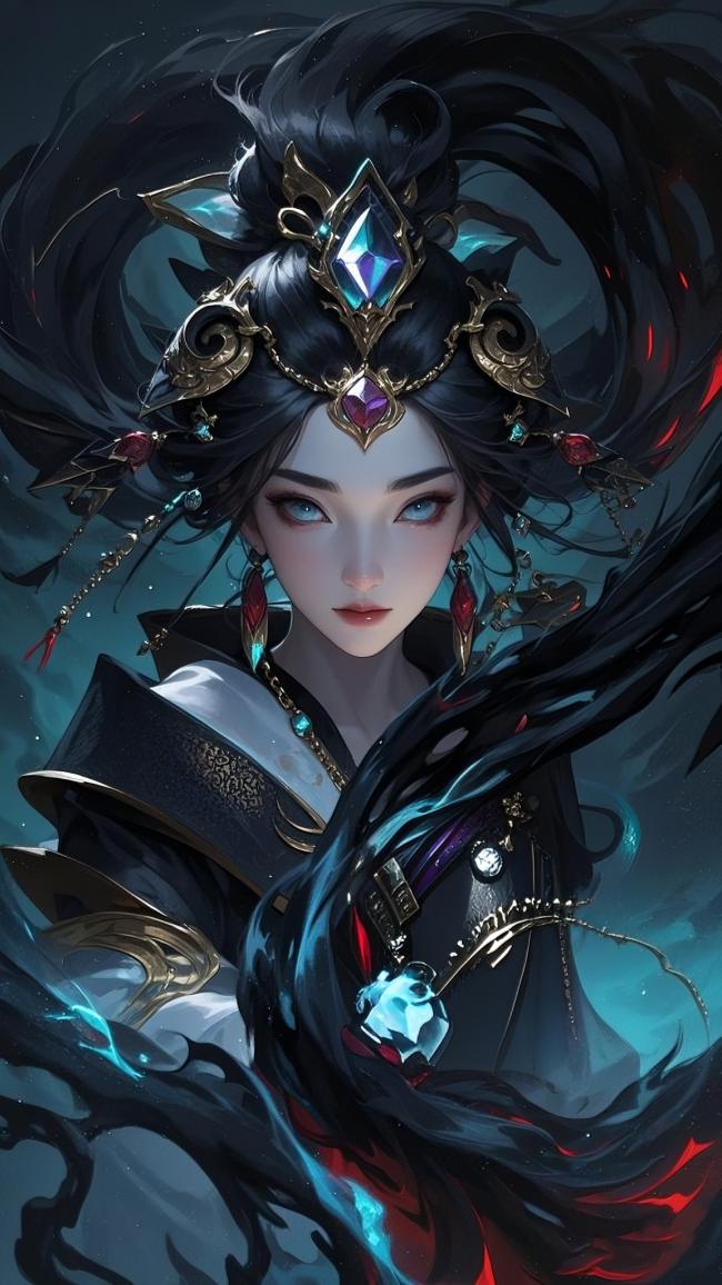 黑发女神仙侠玄幻插画