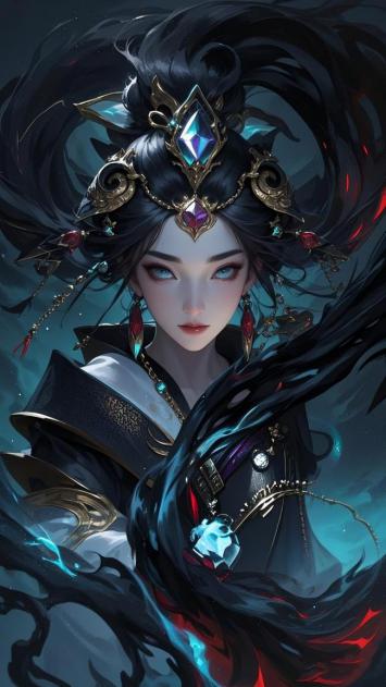 黑发女神仙侠玄幻插画