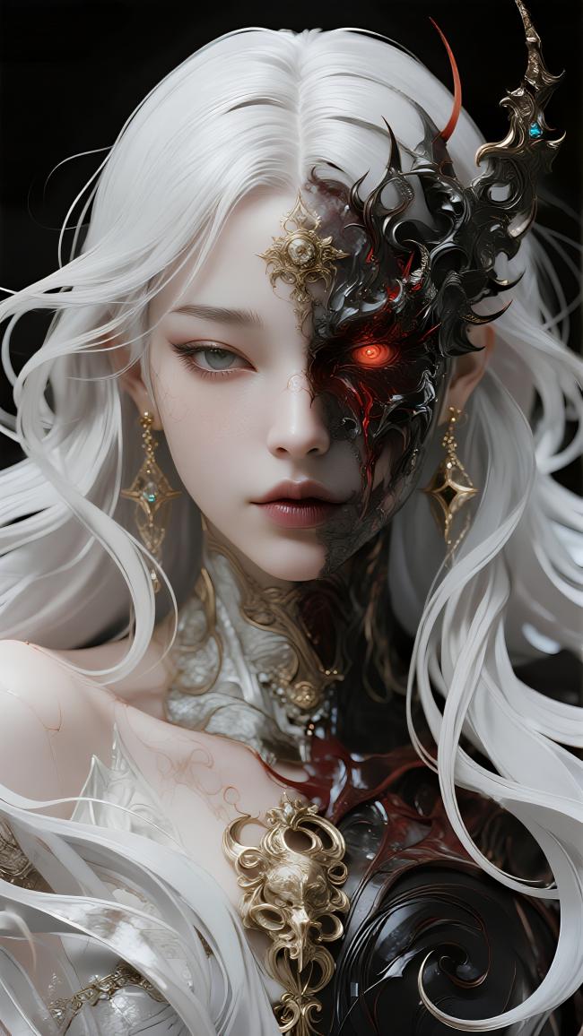 暗黑天使半面恶魔角色肖像