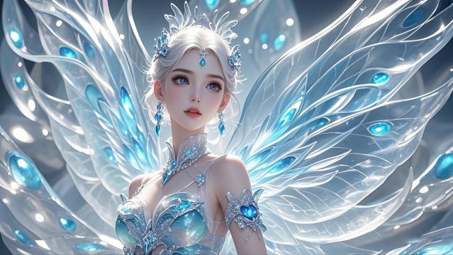 冰晶仙子幻想写实插画