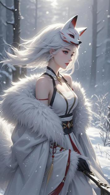 雪中狐妖少女汉服写真
