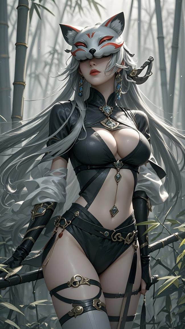 狐面忍者立竹林，新国潮仙侠风