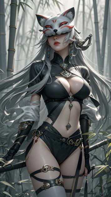 狐面忍者立竹林，新国潮仙侠风