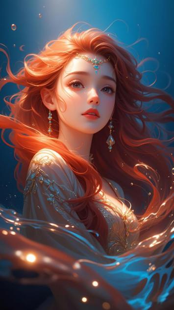 深海仙灵少女写实肖像图