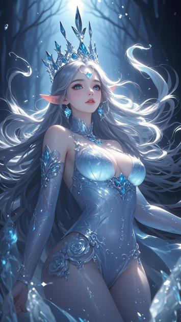 冰霜女王月下幻境插画