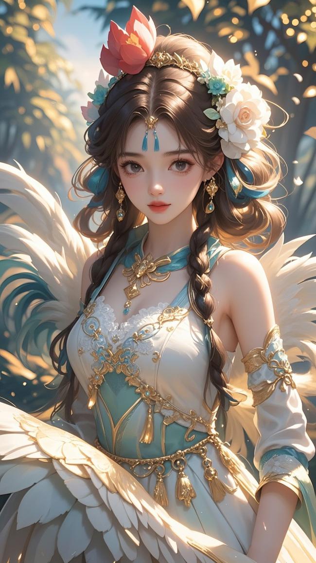 仙羽少女工笔重彩插画