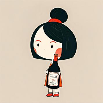 萌系少女抱酒瓶卡通插画