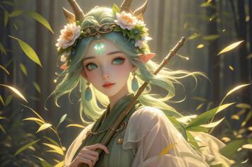 竹林精灵少女·新中式奇幻插画