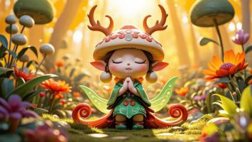 梦幻森林中的黏土精灵祈祷图