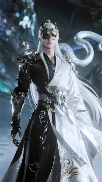 仙侠面具战士与白蛇共舞冰窟奇景