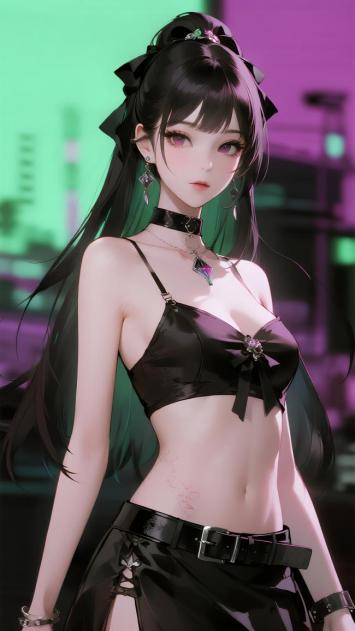 霓虹少女赛博朋克插画