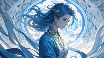 蓝发仙子新国潮插画