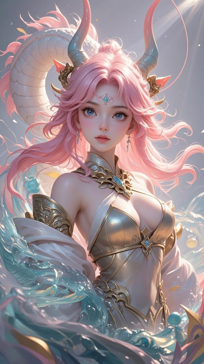 粉发龙角仙姬立水波间