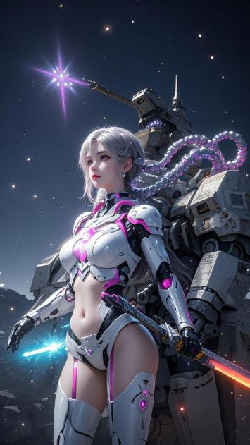 赛博机甲女战士星海作战图