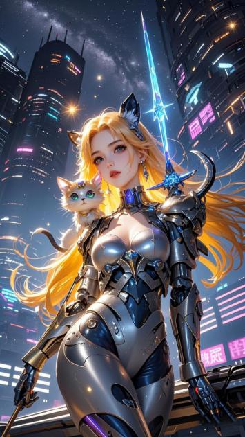赛博猫姬：霓虹都市中的机甲女战士