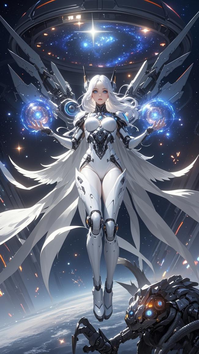 机械天使悬浮星海，科幻女战神震撼登场