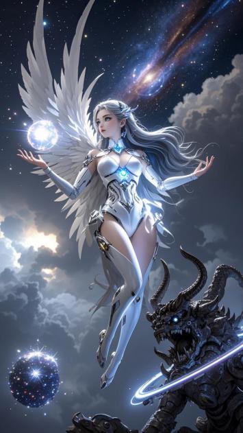 赛博天使与机械恶魔对峙星际战场