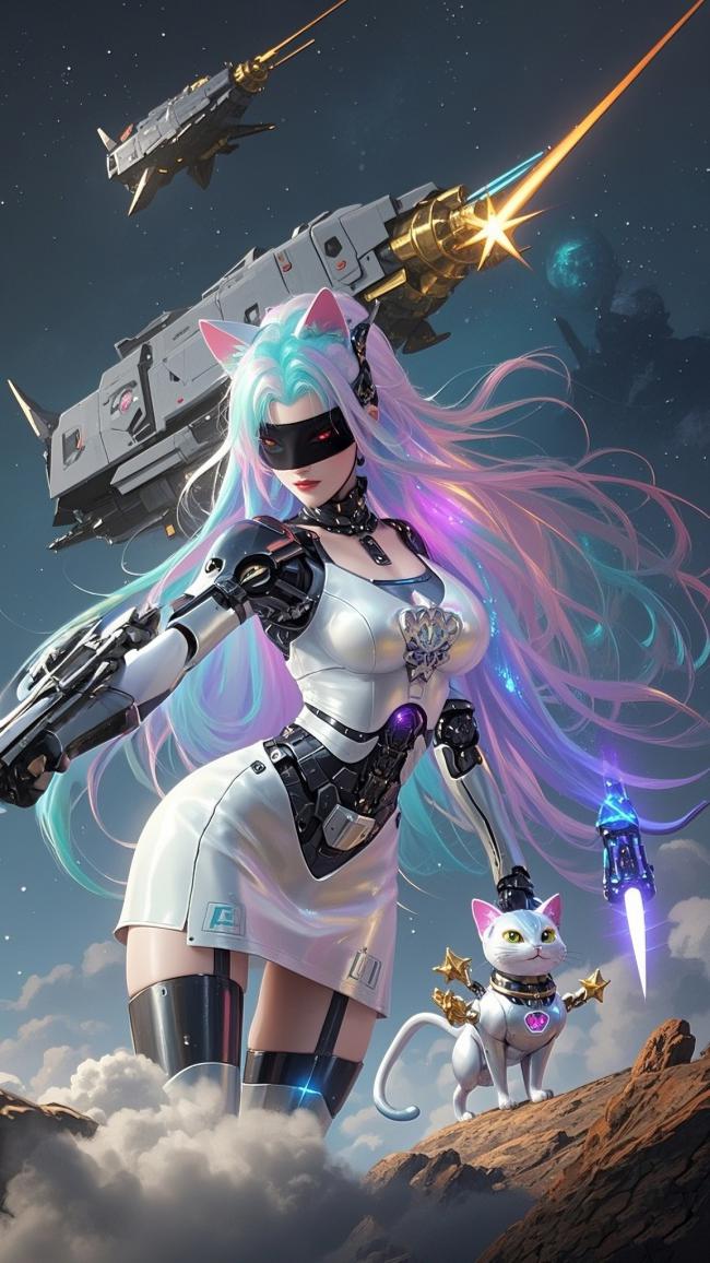 赛博猫女战士大战太空舰队