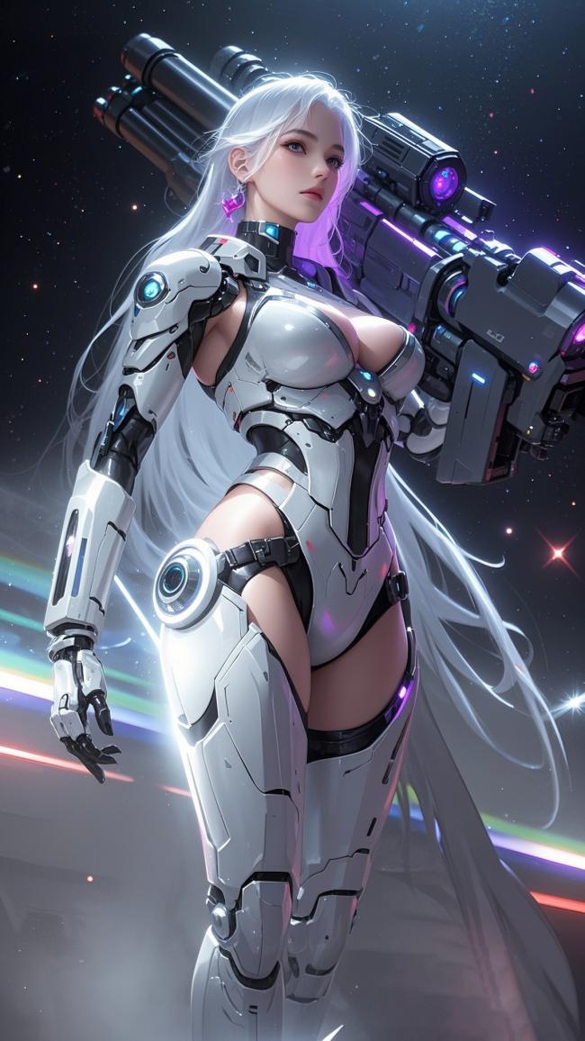 银发机甲女战士：赛博朋克星际战场