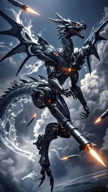 机械龙战天穹：赛博朋克风科幻巨兽