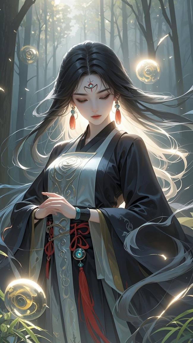 古风仙子林间御灵图