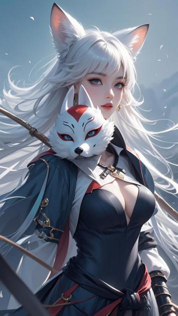 狐耳女战士赛璐璐插画高清图