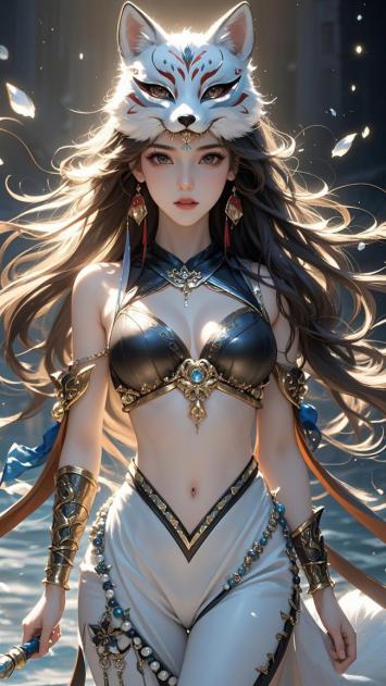 狐妖少女持刃立于光雨中