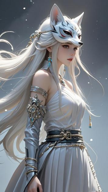 狐妖仙子银装飘逸，星尘背景梦幻唯美
