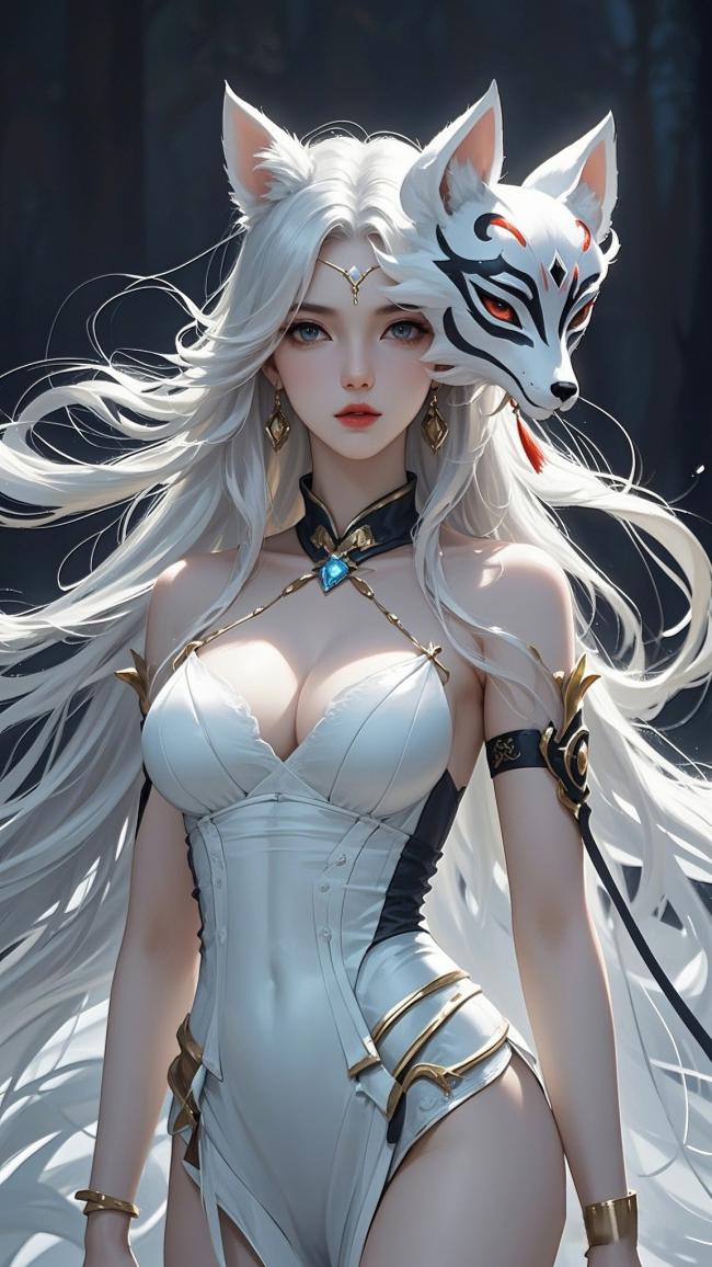 白发狐女3D角色设计图