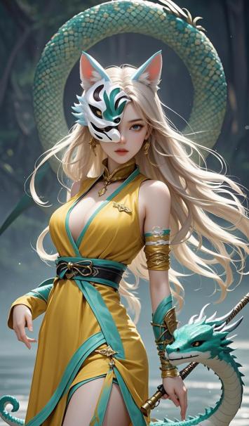 青龙狐面仙姬·3D神话场景